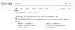 Google search for abortion