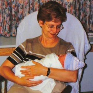 Liz with baby - history